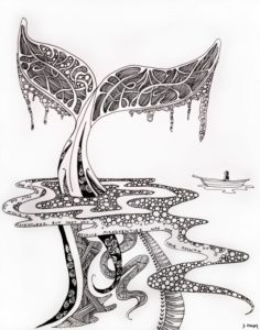 detailed whale doodle drawn by Jenny Lawson