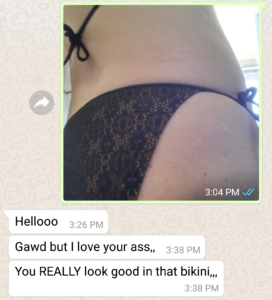 Whatsapp message including a bikini shot