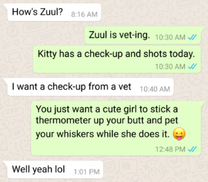 funny whatsapp conversation about veterinarian