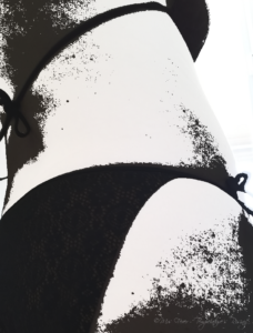 monochrome styled photograph of woman in bikini