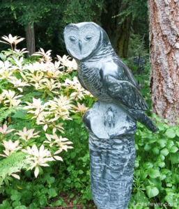 photo of metal owl sculpture on display in Matzke Sculpture Park