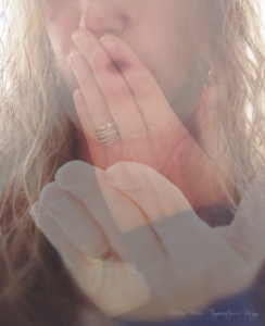 dual-layer photo of woman blowing kiss