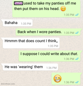 whatsapp conversation about husband wearing wife's panties on his head