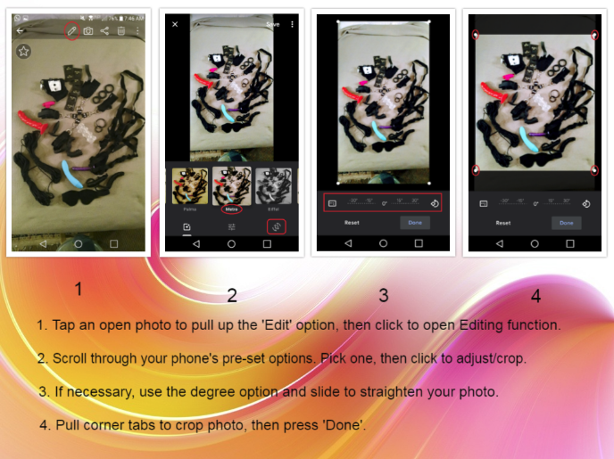 basic steps to photo editing on a simple LG phone