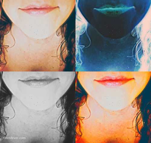 quad collage of woman's lips -- the same photo, four ways