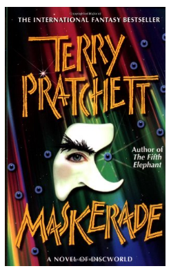 mass market paperback cover of Terry Pratchett's book Maskerade