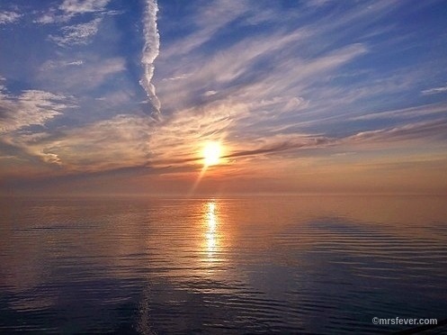 sun going down over Lake Michigan