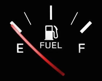 gas gauge showing E (empty)